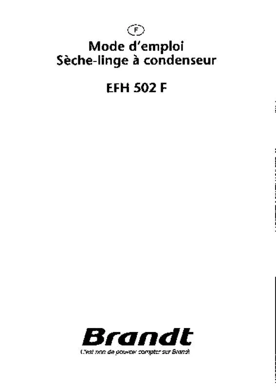 Mode d'emploi BRANDT EFH502F