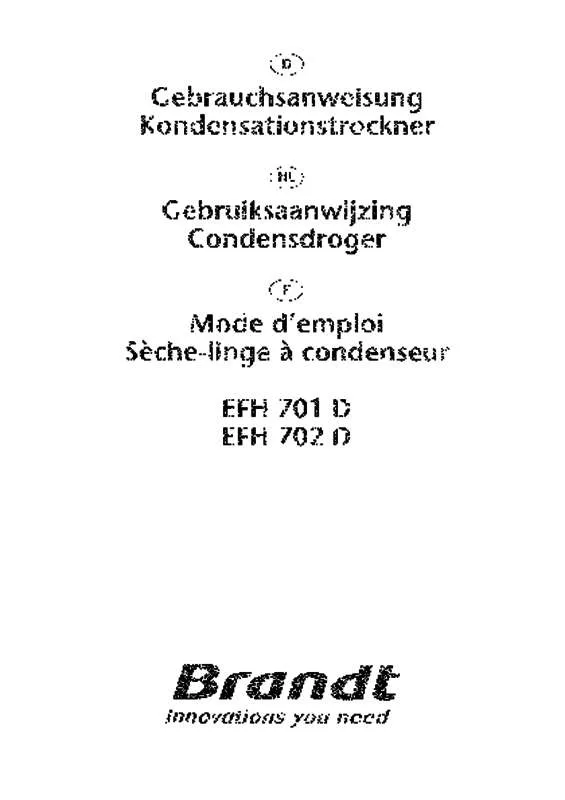 Mode d'emploi BRANDT EFH701D