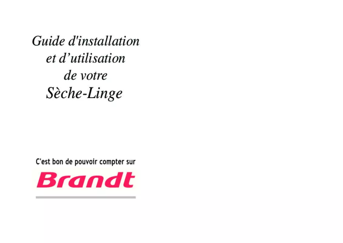 Mode d'emploi BRANDT ETE121F