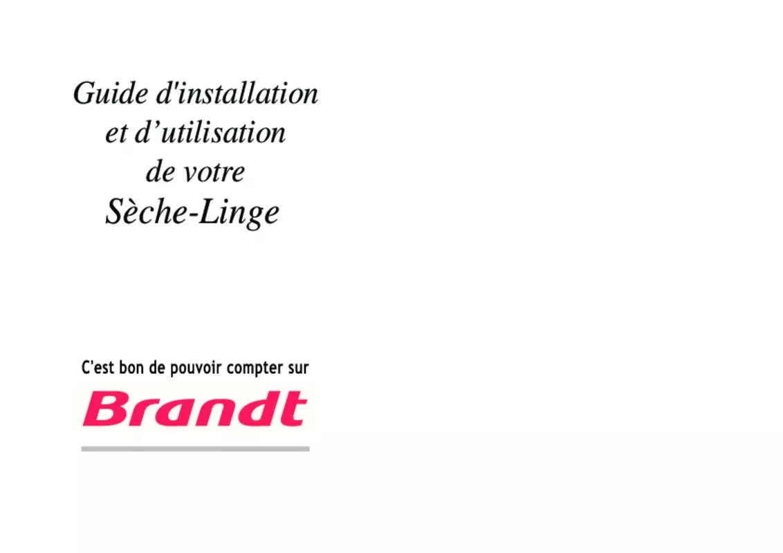 Mode d'emploi BRANDT ETE123F