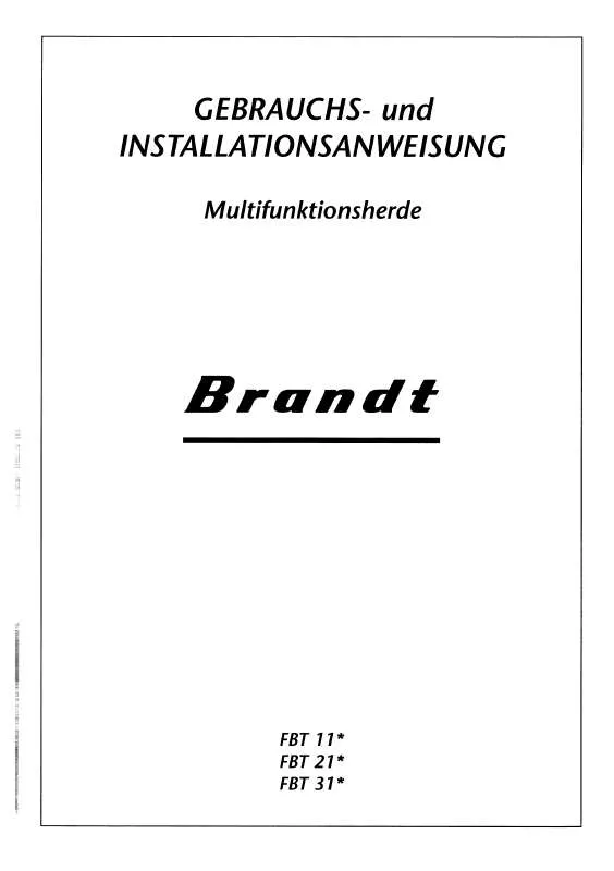 Mode d'emploi BRANDT FBT11B1G