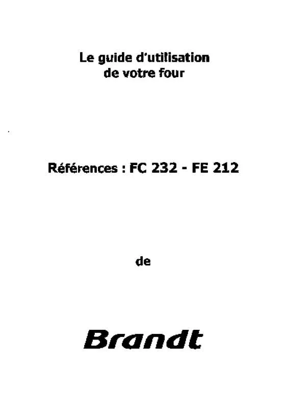 Mode d'emploi BRANDT FE212XCKD