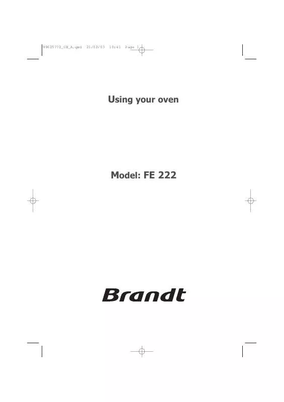 Mode d'emploi BRANDT FE222WS1