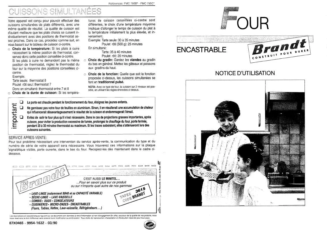 Mode d'emploi BRANDT FMC795B