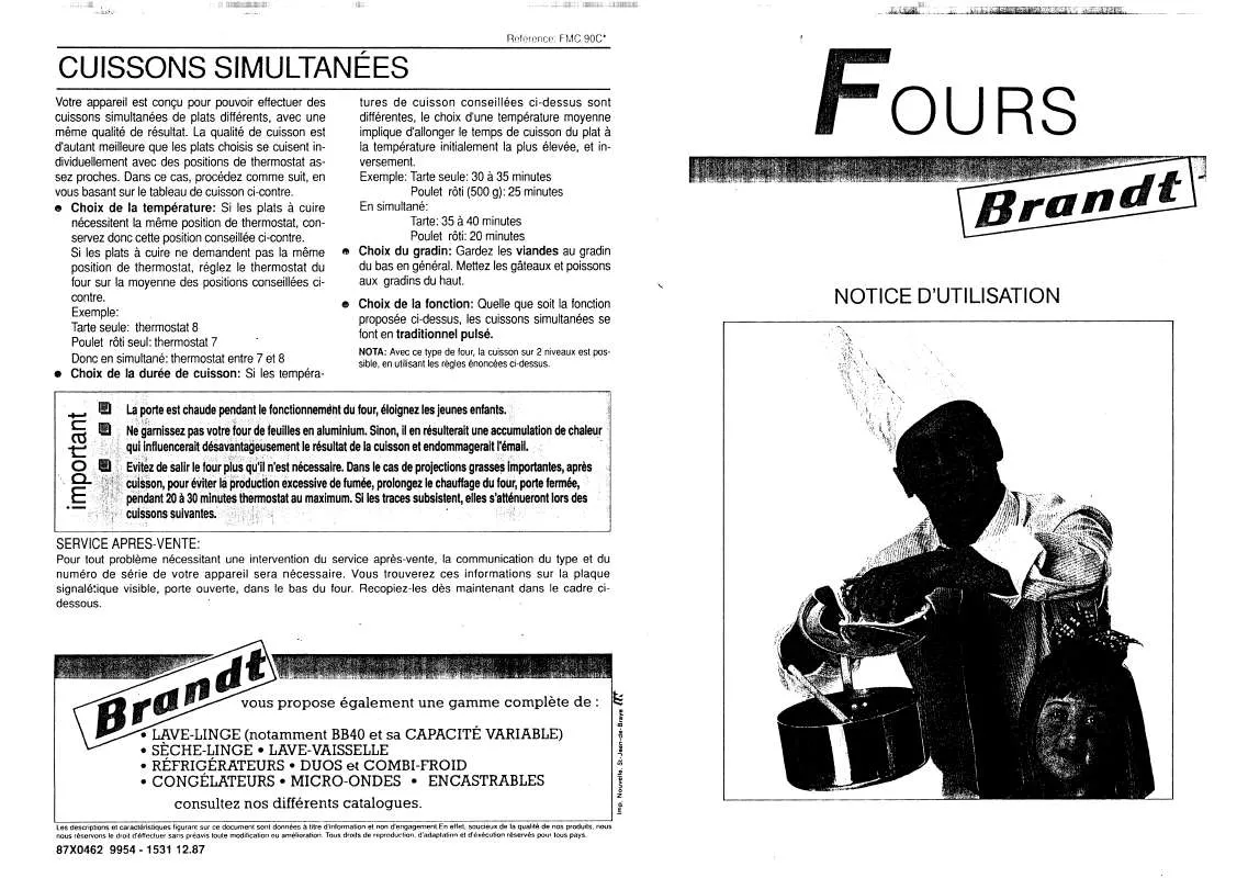 Mode d'emploi BRANDT FMC90C