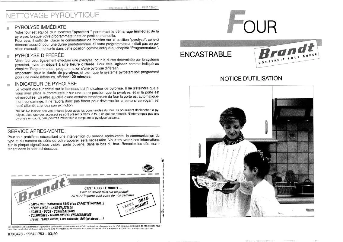 Mode d'emploi BRANDT FMP799B