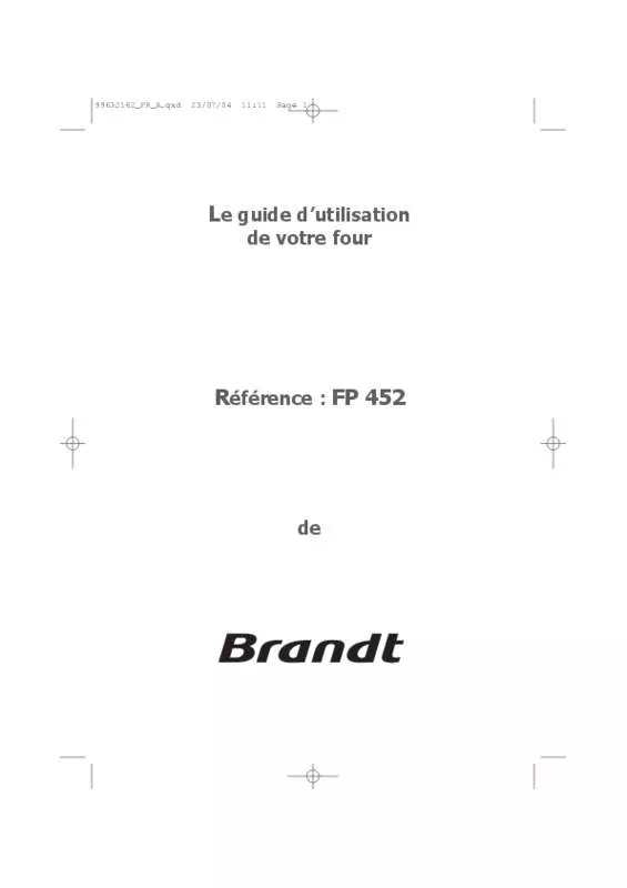 Mode d'emploi BRANDT FP452BF1