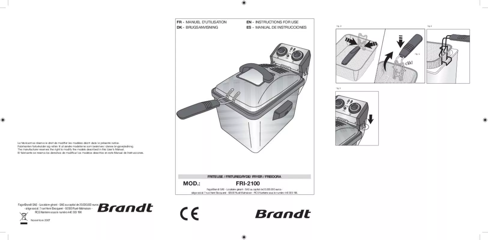 Mode d'emploi BRANDT FRI-2100