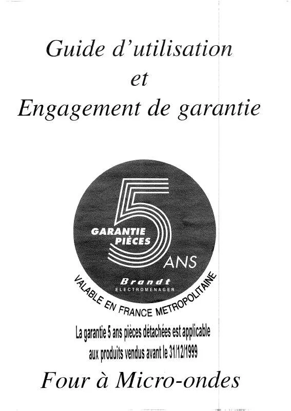 Mode d'emploi BRANDT G925