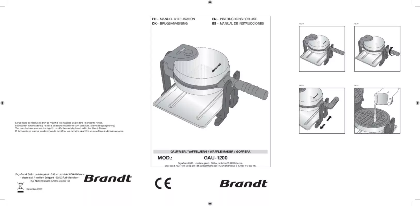 Mode d'emploi BRANDT GAU-1200