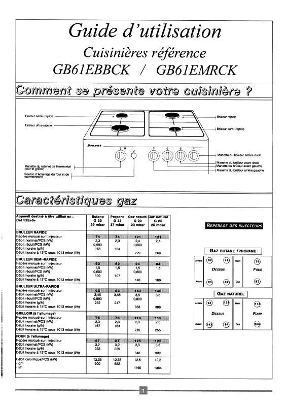 Mode d'emploi BRANDT GB61EBBCK