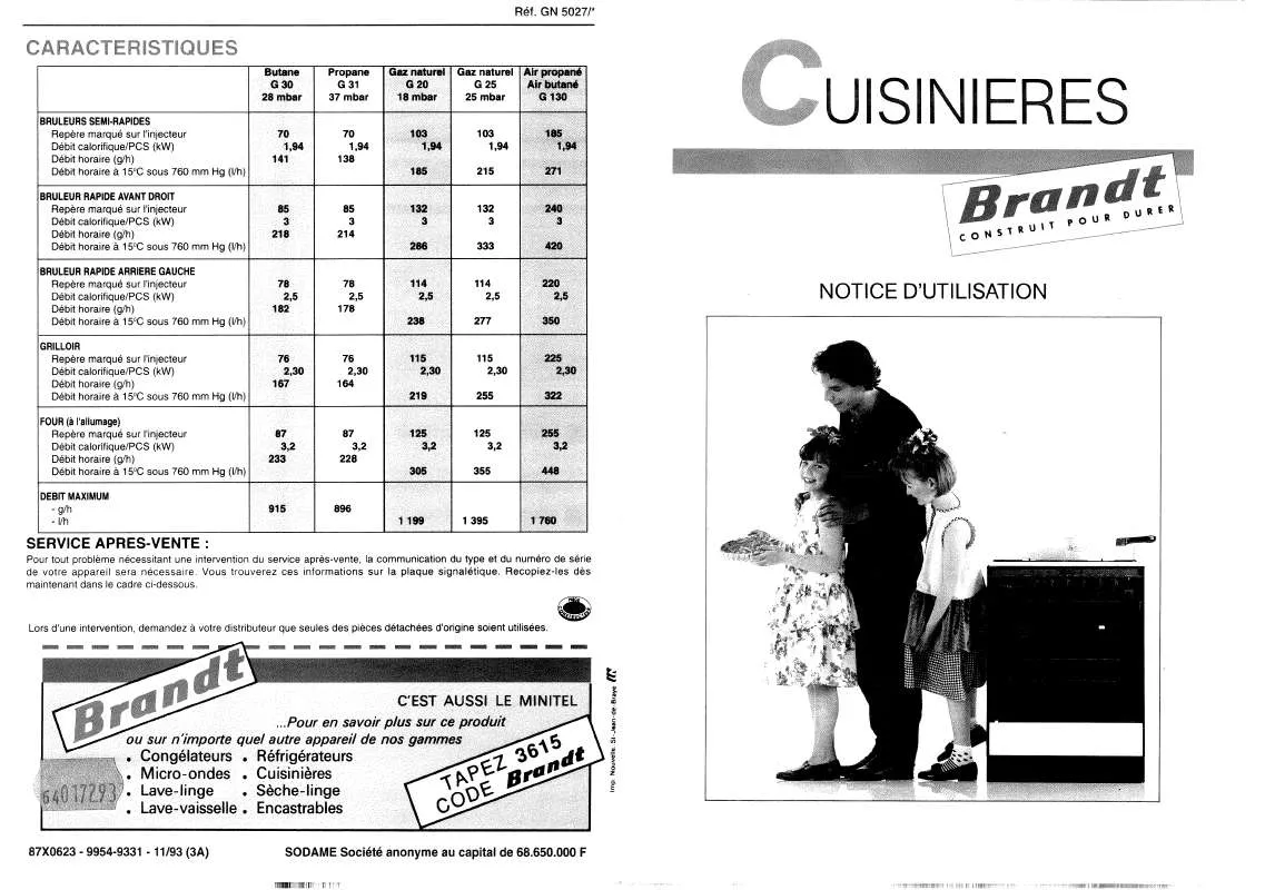 Mode d'emploi BRANDT GN5027