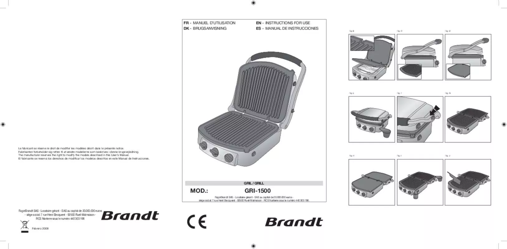 Mode d'emploi BRANDT GRI-1500