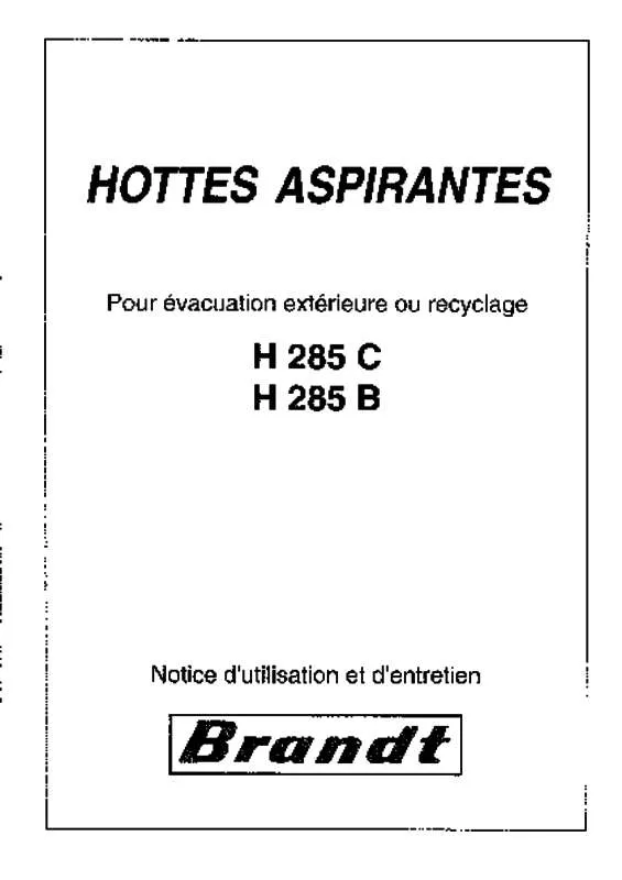 Mode d'emploi BRANDT H285C