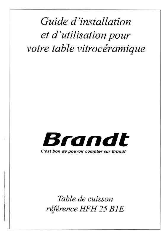 Mode d'emploi BRANDT HFH25B1E2