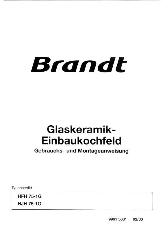 Mode d'emploi BRANDT HJH75B1G