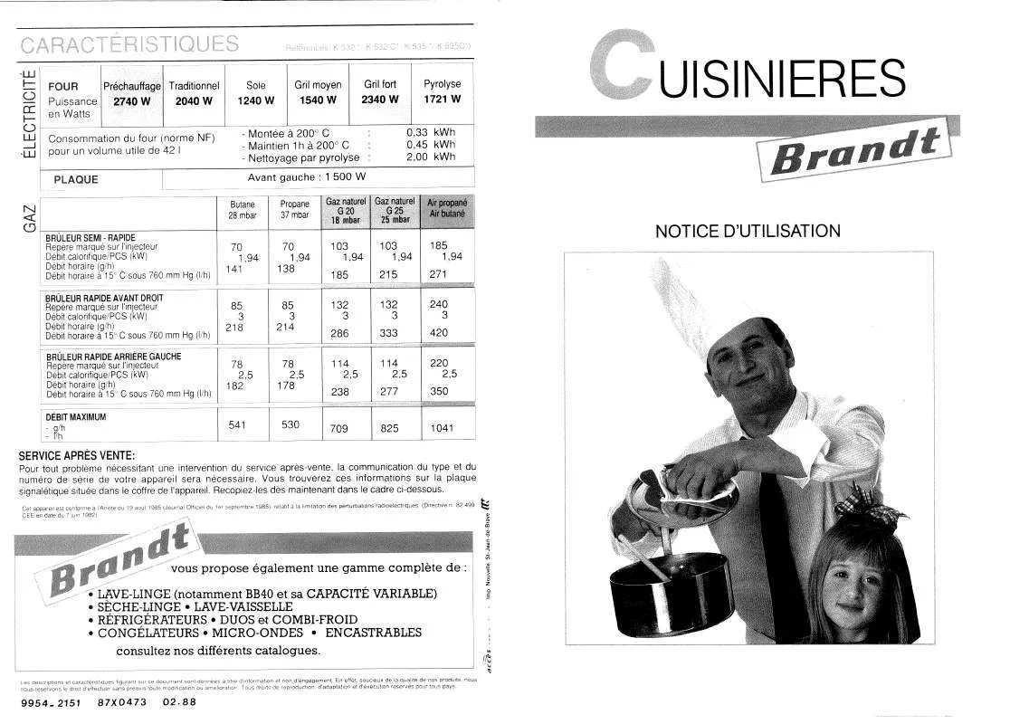 Mode d'emploi BRANDT K532