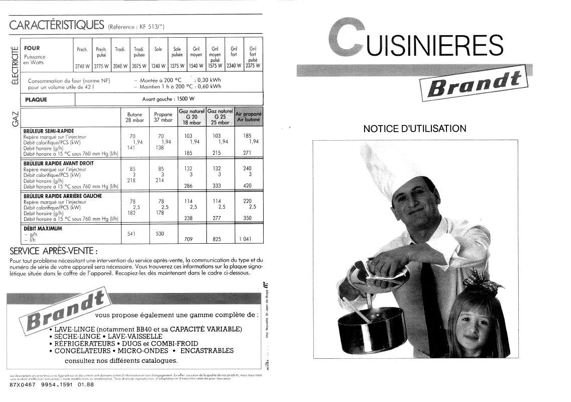 Mode d'emploi BRANDT KF513