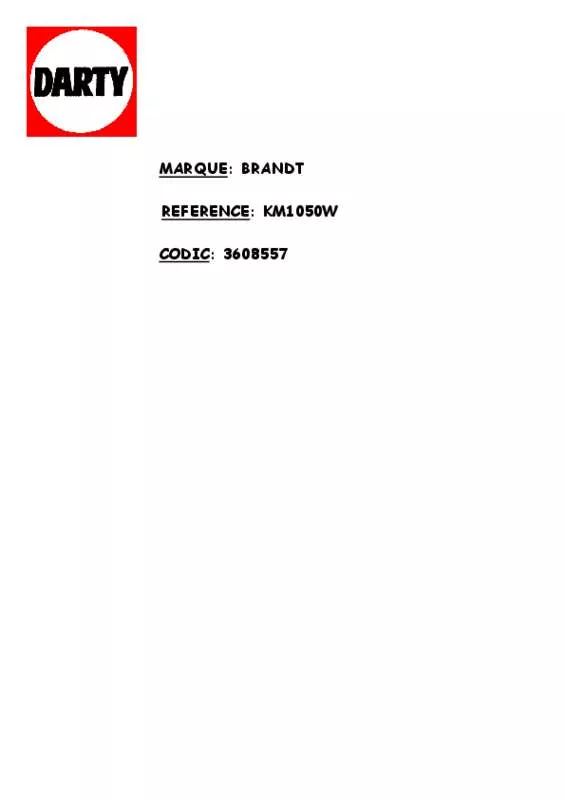 Mode d'emploi BRANDT KM1050W