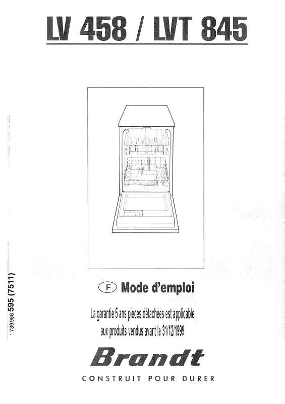 Mode d'emploi BRANDT LV458