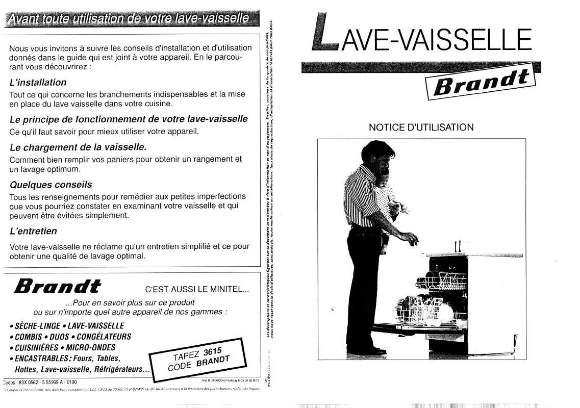 Mode d'emploi BRANDT LVE180B