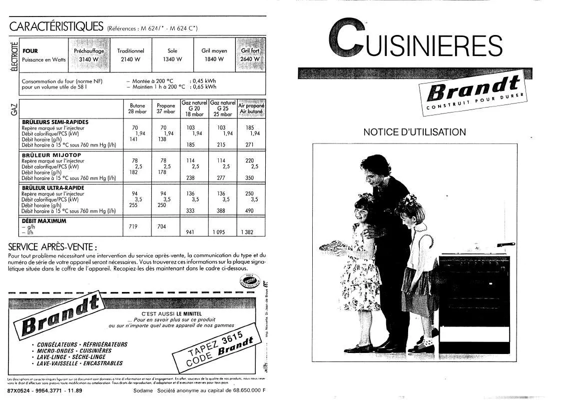 Mode d'emploi BRANDT M624CB