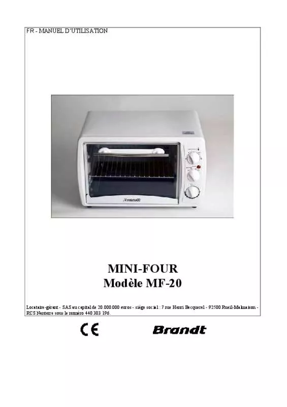 Mode d'emploi BRANDT MF-20