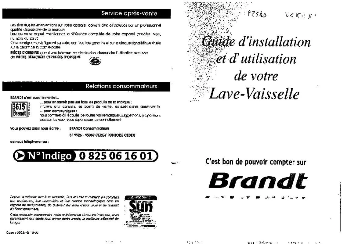 Mode d'emploi BRANDT P2540