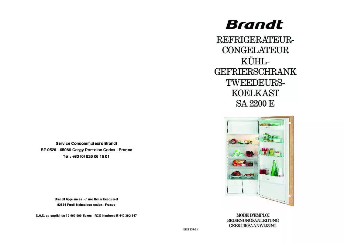 Mode d'emploi BRANDT SA2200E