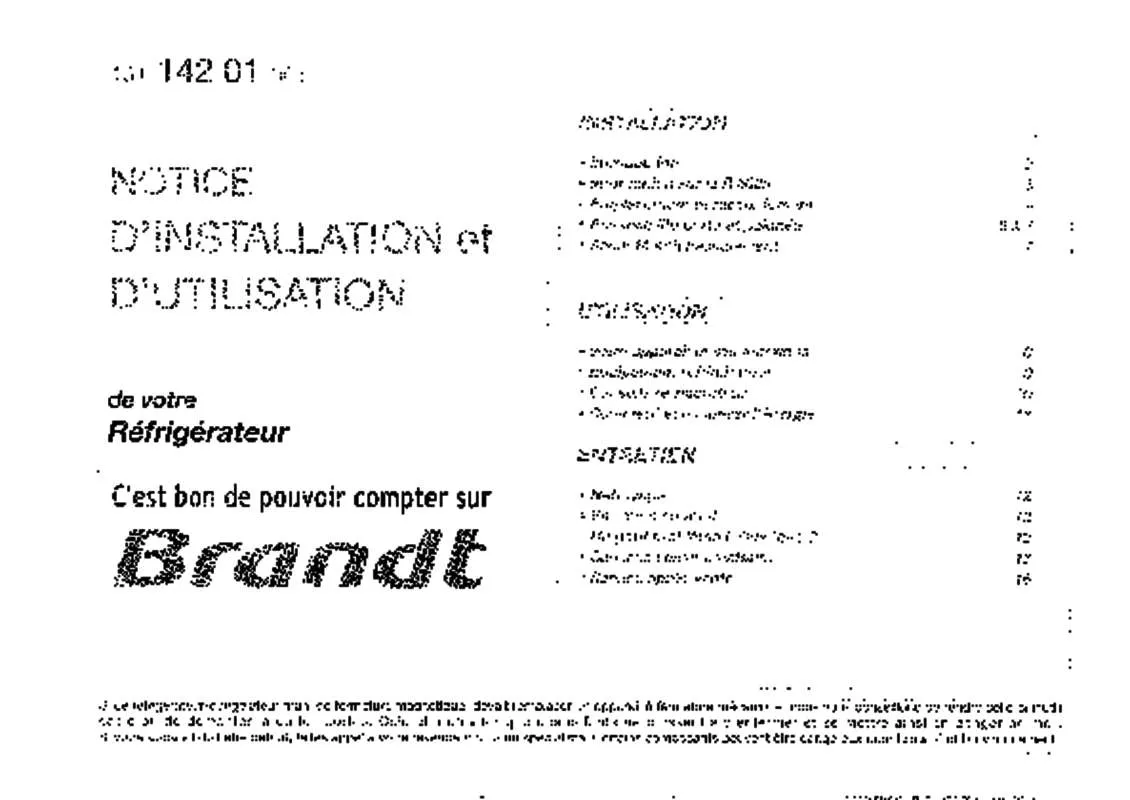 Mode d'emploi BRANDT SC41AWGF