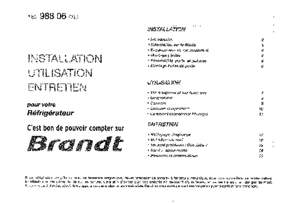 Mode d'emploi BRANDT SDB220MF