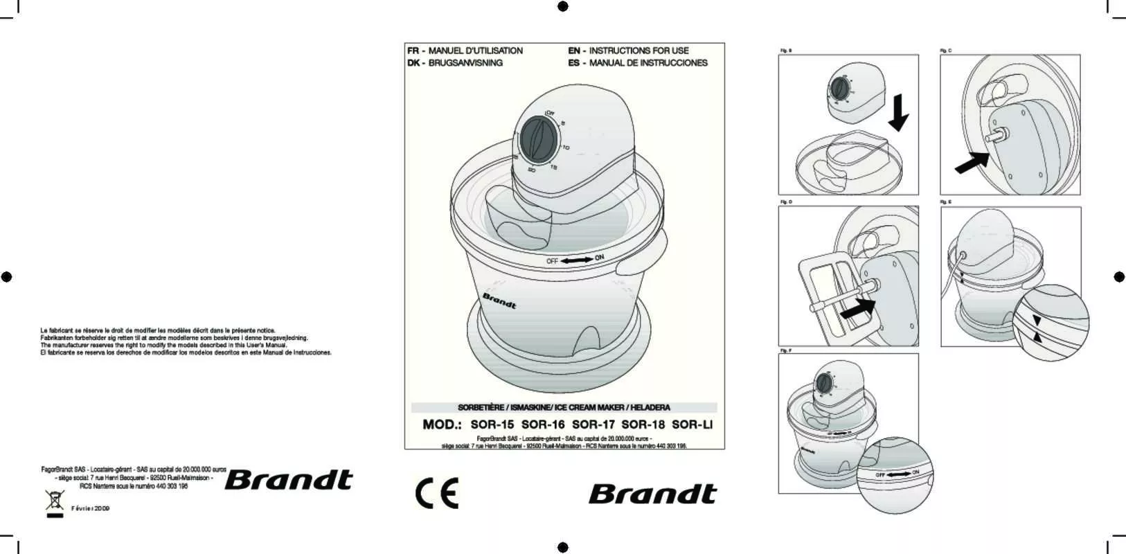 Mode d'emploi BRANDT SOR-LI