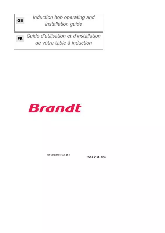 Mode d'emploi BRANDT TI302BS1