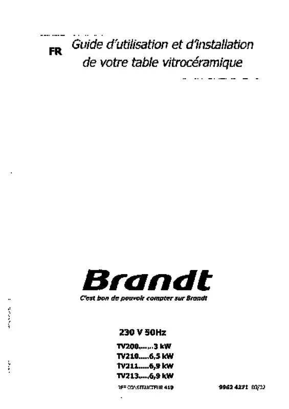 Mode d'emploi BRANDT TV210BF1