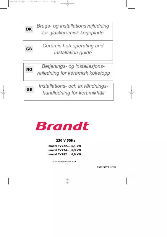 Mode d'emploi BRANDT TV224BN1