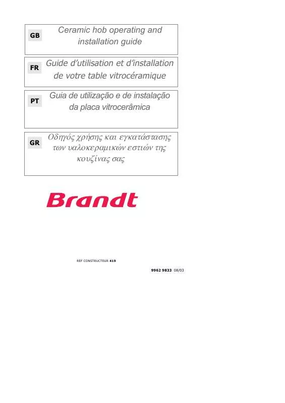 Mode d'emploi BRANDT TV321BT1