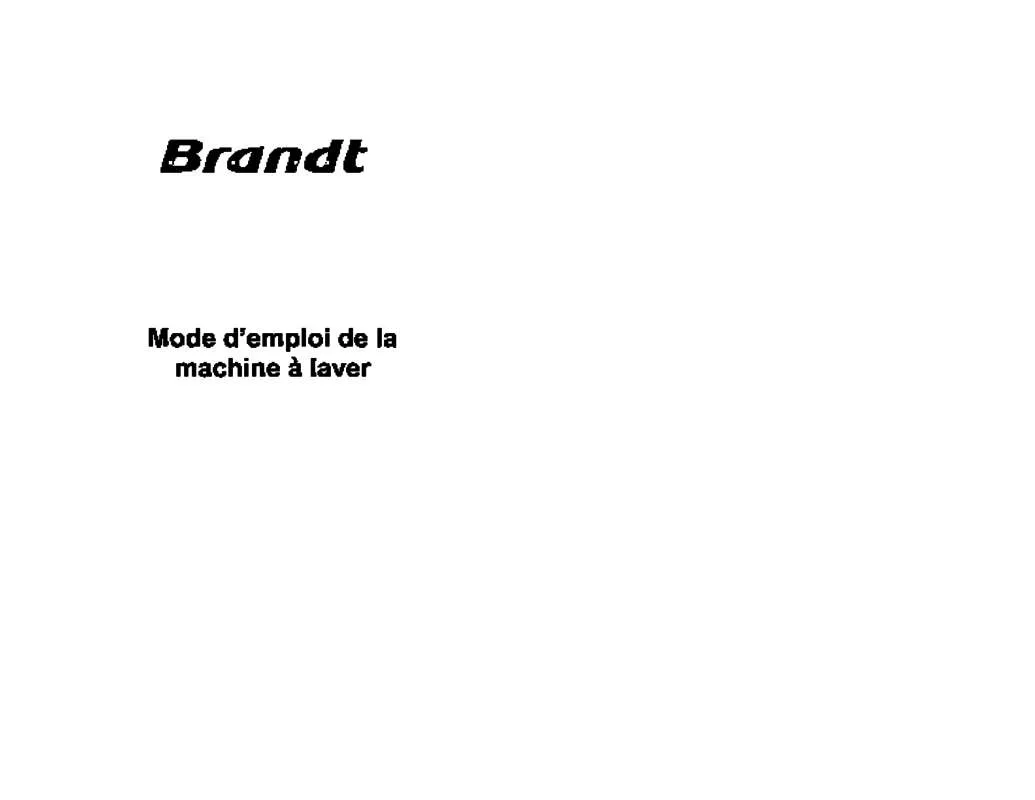 Mode d'emploi BRANDT WFE0610