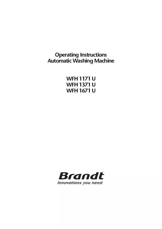 Mode d'emploi BRANDT WFH1171U