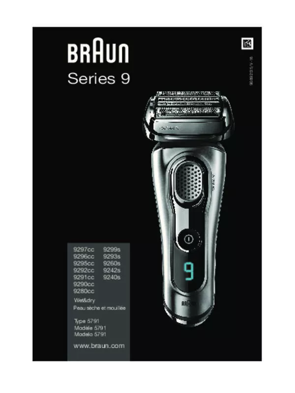 Mode d'emploi BRAUN 9291CC SERIES9 WET & DRY