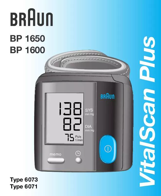 Mode d'emploi BRAUN VITALSCAN PLUS BP 1600