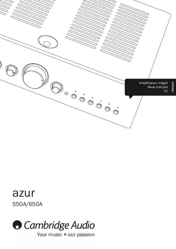 Mode d'emploi CAMBRIDGE AUDIO AZUR 550A