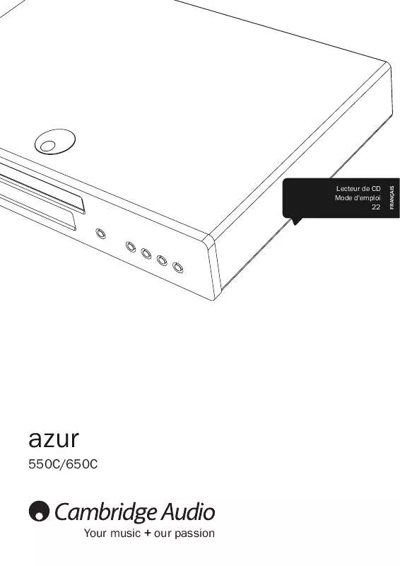 Mode d'emploi CAMBRIDGE AUDIO AZUR 550C