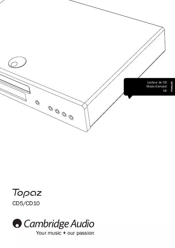 Mode d'emploi CAMBRIDGE AUDIO TOPAZ CD10