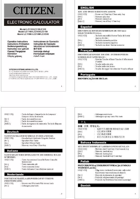 Mode d'emploi CITIZEN LC-110III