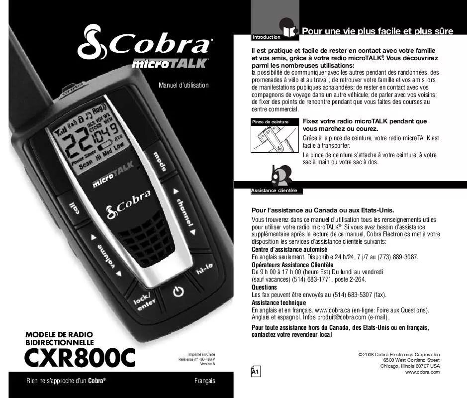 Mode d'emploi COBRA CXR800C