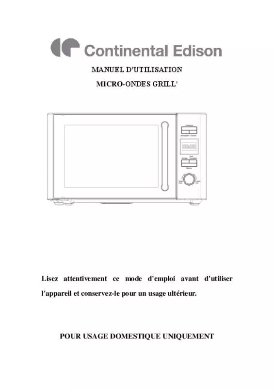 Mode d'emploi CONTINENTAL EDISON 20UX08V