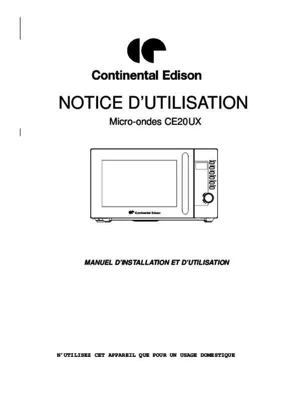 Mode d'emploi CONTINENTAL EDISON CE20UX