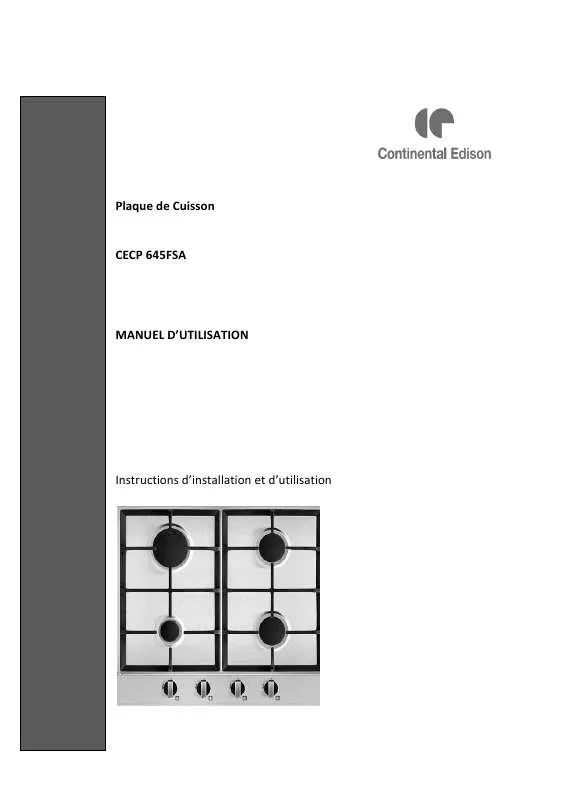 Mode d'emploi CONTINENTAL EDISON CECP645FSA