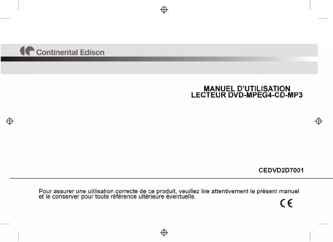 Mode d'emploi CONTINENTAL EDISON CEDVD2D7001