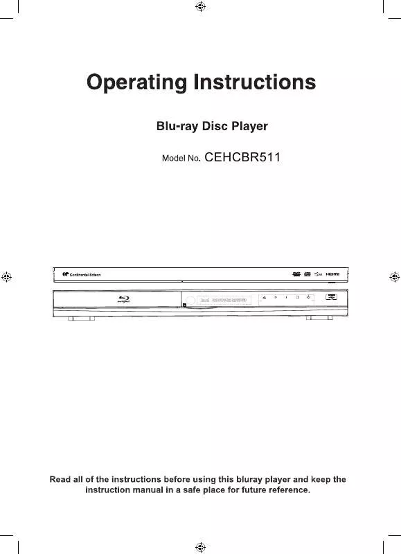 Mode d'emploi CONTINENTAL EDISON CEHCBR511